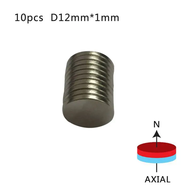 10/20/50/100 шт мини небольшой N50 магнитов диаметром 12x1 мм неодимовый магнит постоянногоо действия супер сильные круглые мощные магниты - Цвет: 10pcs