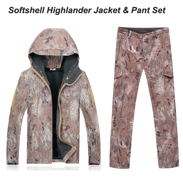 Highlander TAD militaire Uniformen Waterdicht Winddicht Jacket Hoody TAD softshell Jas & broek Kryptek camo softshell sets