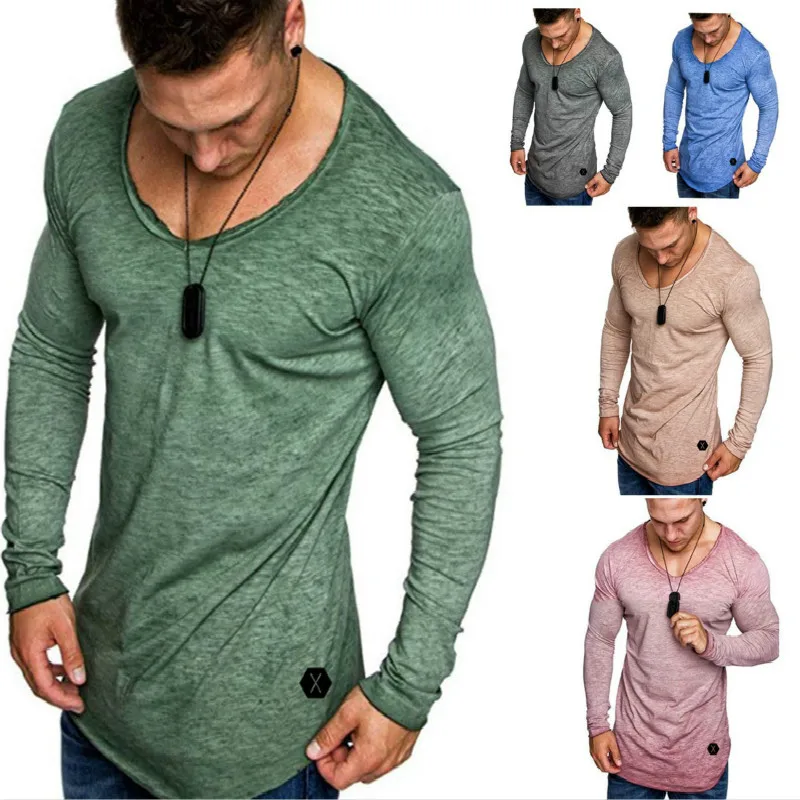 Футболка мужская Slim Fit Повседневная одежда 2019 Евро размер новый стиль круглый