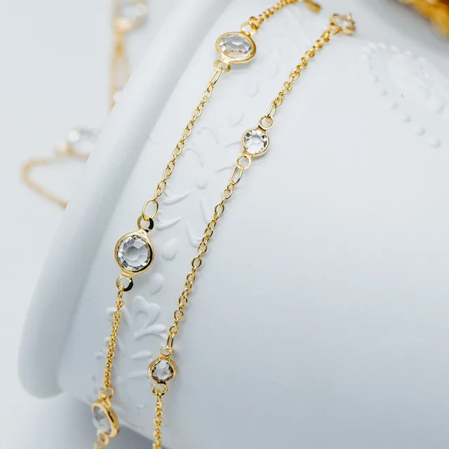 Gold Plated Brass Crystal Beaded Chains