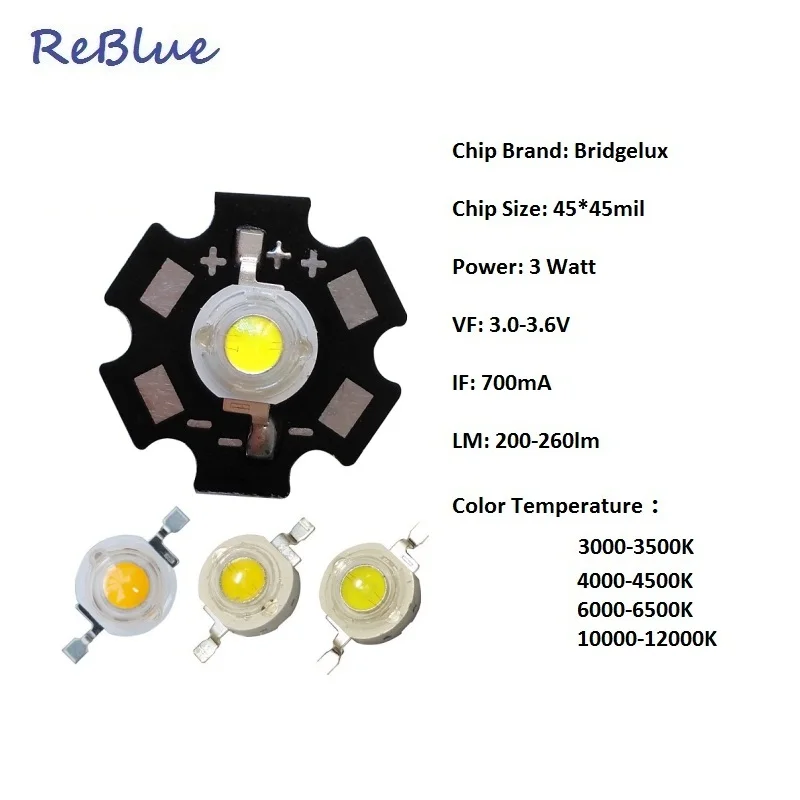 Светодиодный Диод ReBlue 5 Вт 25 шт. светодиодный 1 3 световые бусины Bridgelux 45mil Epistar 35mil
