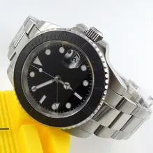 40mm parnis Black Dial Sapphire Glass gmt Luminous Marks SS ceramic bezel Automatic Movement men's Watch 40mm parnis Black Dial Sapphire Glass gmt Luminous Marks SS ceramic bezel Automatic Movement men's Watch