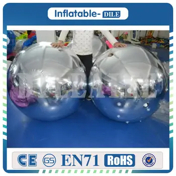 

Free shipping high quality 0.3mm PVC 1.5m diameter inflatable silver floating mirror ball for stage exhibition party