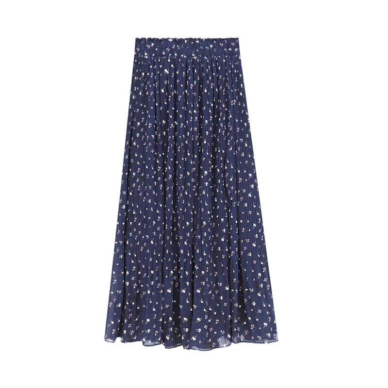 

Summer Print Chiffon Skirt 2019 Women Fashion High Waist Casual Long Floral Pleated Skirt Female Basic Boho A-Line Skirt