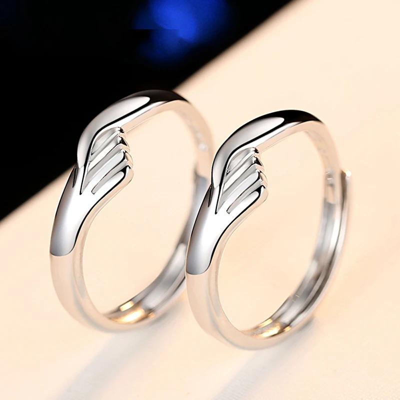 SHANICE 925 Silver Open Ring Wedding Ring Shellhard Lovers Crystal Couple Rings Set For Men Women Jewelry Engagement Wedding