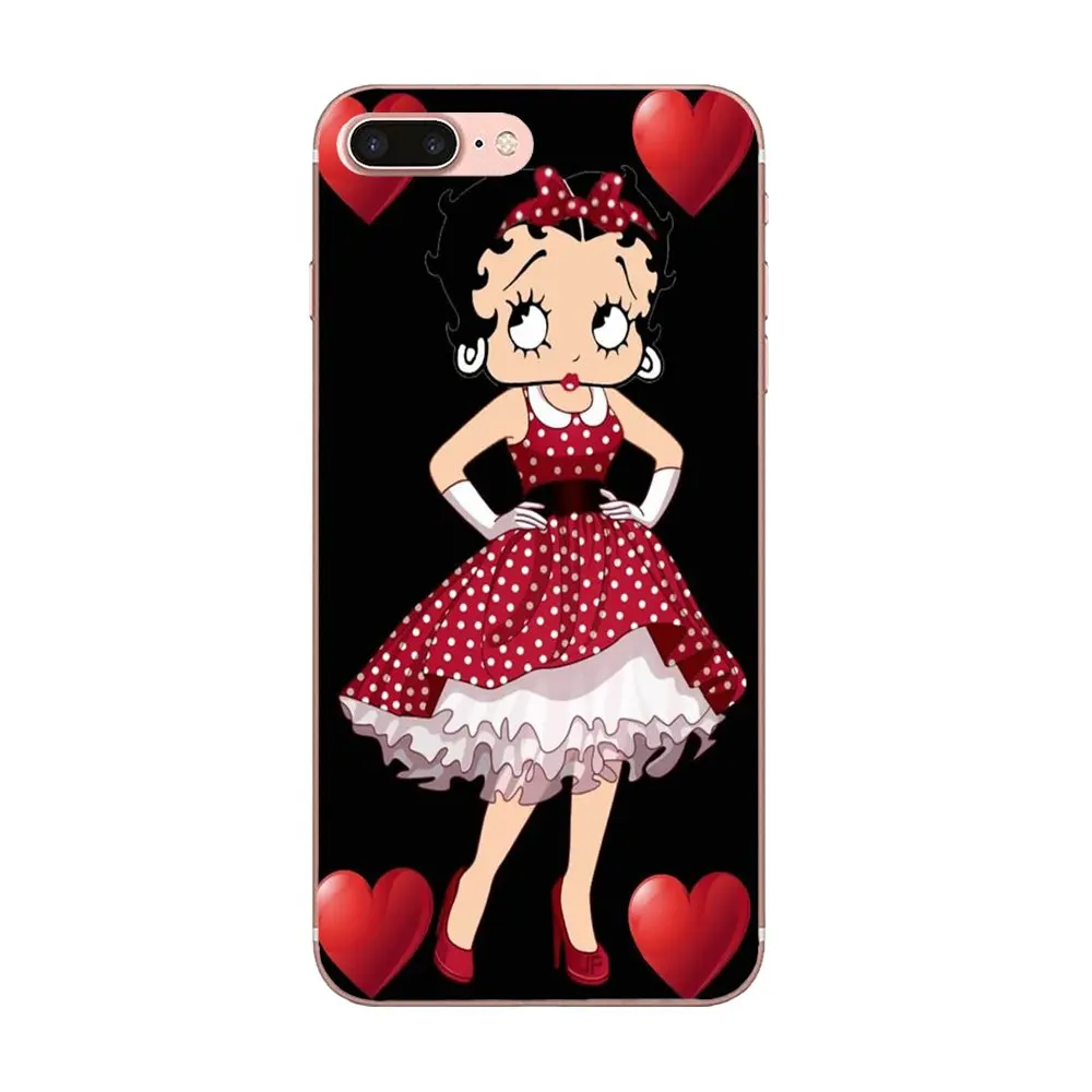 Мягкие сумки Чехлы для Apple iPhone 4 4S 5 5C 5S SE 6 6S 7 8 Plus X XS Max XR Cubierta Betty Boop En Un Vidrio