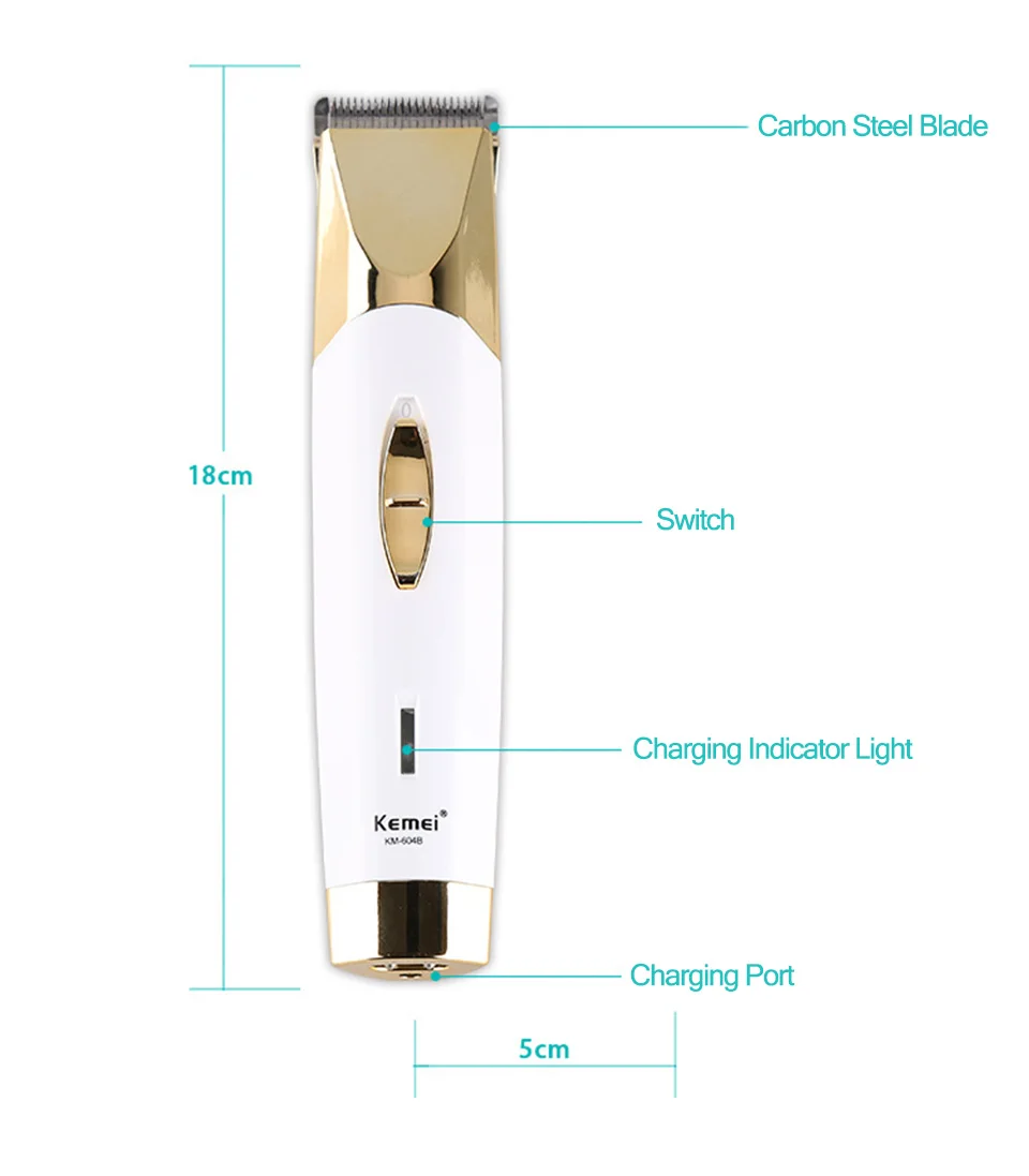 Kemei KM-604B, профессиональный триммер для волос, Машинка для удаления грумеров, триммеры для сухой электрической зарядки, машинка для стрижки волос, бритва, борода