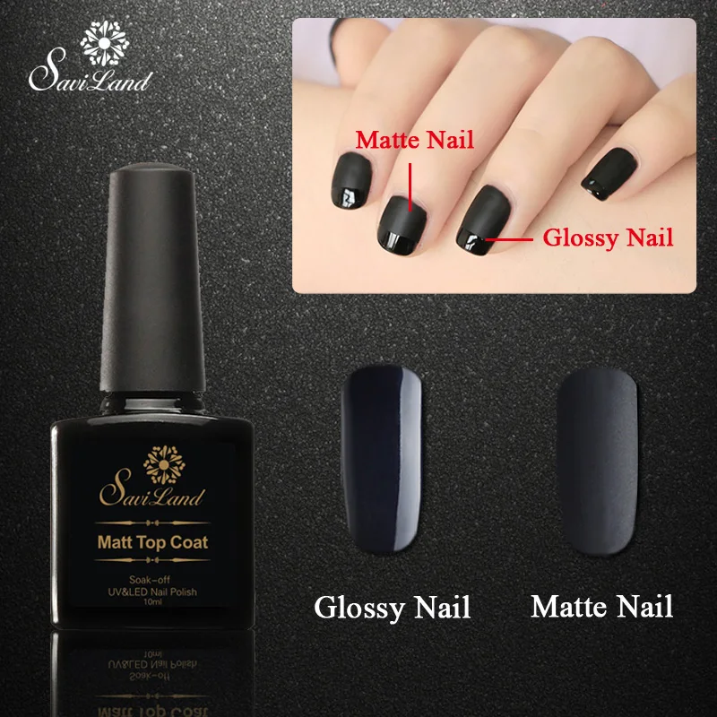 Saviland Matt Top Coat +black Nail Gel UV Gel Polish 10ml Matte Top