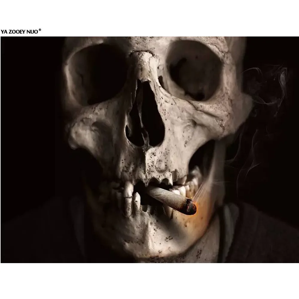 

Full Drill SquareDiamond 5D DIY Diamond Painting Embroidery Cross Stitch Skull Head&Smokes Rhinestone Mosaic Painting YU403