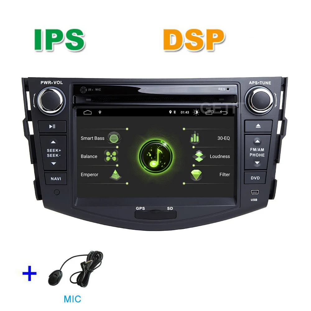 DSP IPS Android 10 Car DVD Multimedia Stereo Player for Toyota RAV 4 RAV4 2006- 2012 with Wifi BT Radio GPS - Цвет: DSP - MIC