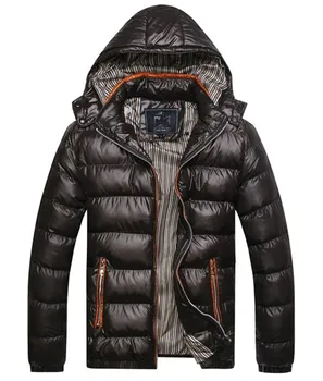 

2019 New Men's clothing autumn and winter new clothing men's wear vertical collar trim warm solid colored coat with a hat