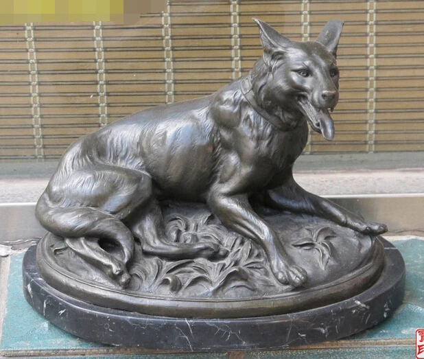 

004210 12"Animal Photobucket ART Bronze Matrble statue coyote gray wolf Wolves