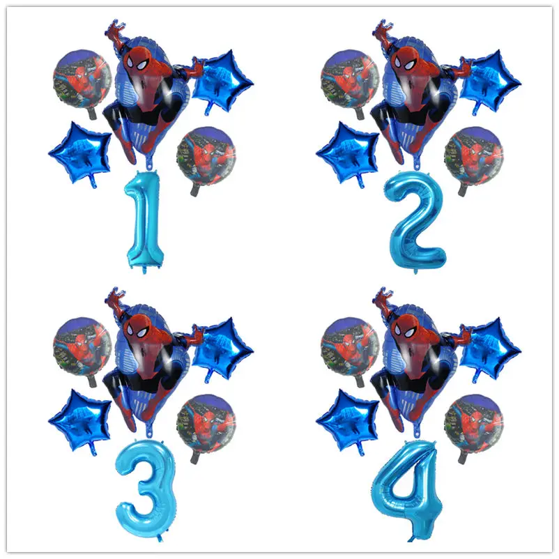 6 шт., фольгированные шары Супермена, Человека-паука, детские товары для дня рождения, воздушные шары с номером 30 дюймов, супер герой, детские игрушки в подарок, воздушные шары