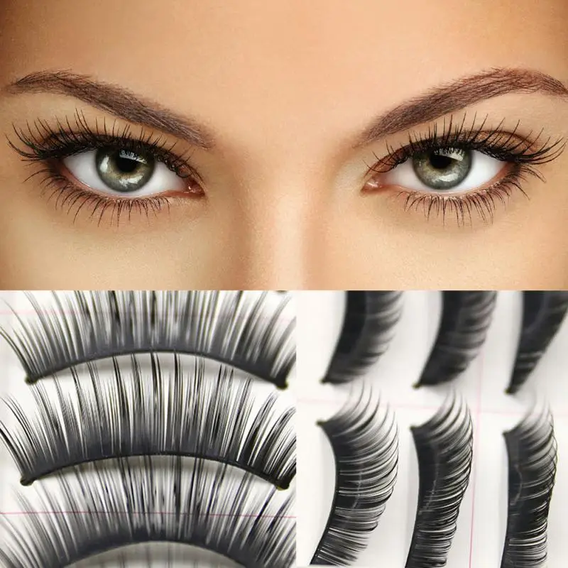 HOT 10 Pairs/set Long False Eyelashes Makeup Natural Fake Thick Black