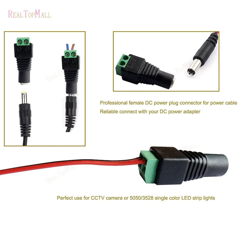 Coax Cat5 To Bnc DC Power Male jack plug DC female Connector plug adapter Av BNC UTP for CCTV Camera Video Balun