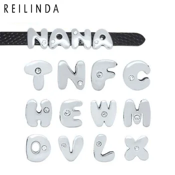 

Wholesale 1300pcs 8mm A-Z One Rhinestone Alloy Slide Letter Alphabet For Leather Bracelet Making Jewelry Accessories
