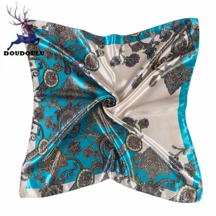 

DOUDOULU 2017HOTSALE Women Lady Printed Square Scarf Head Wrap Kerchief Neck Satin Shawl Fashion slip soft Shawl Scarf Bufandas