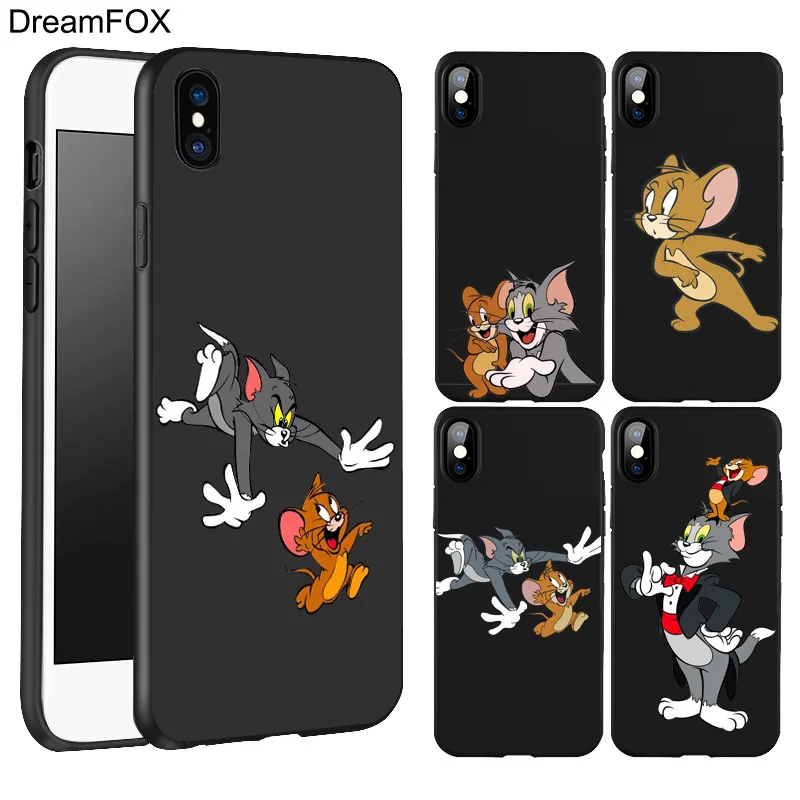 Beste DREAMFOX L098 Tom En Jerry Black Soft TPU Silicone Case Cover Voor Apple iPhone XR XS Max X 8 7 6 6 s Plus 5 5 s 5g SE