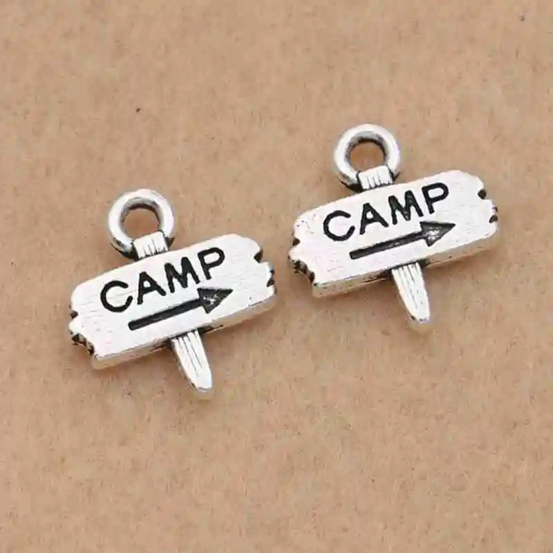 10pcs Antique Silver Plated Camp Tags Charms Pendants Jewelry Making