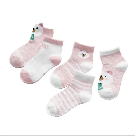 Ультратонкие детские носки с объемными животными хлопковые носки в сетку для детей от 0 до 12 лет 5 пар в упаковке