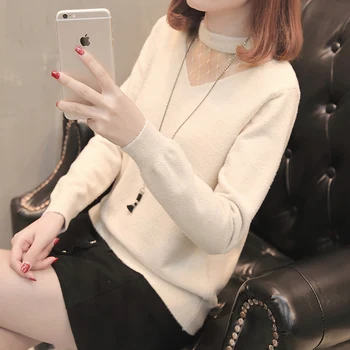 

Early autumn, gentle wind, super fire, thickening sweater, female 2020 new net red sweater, loose sweater, lace Jersey.