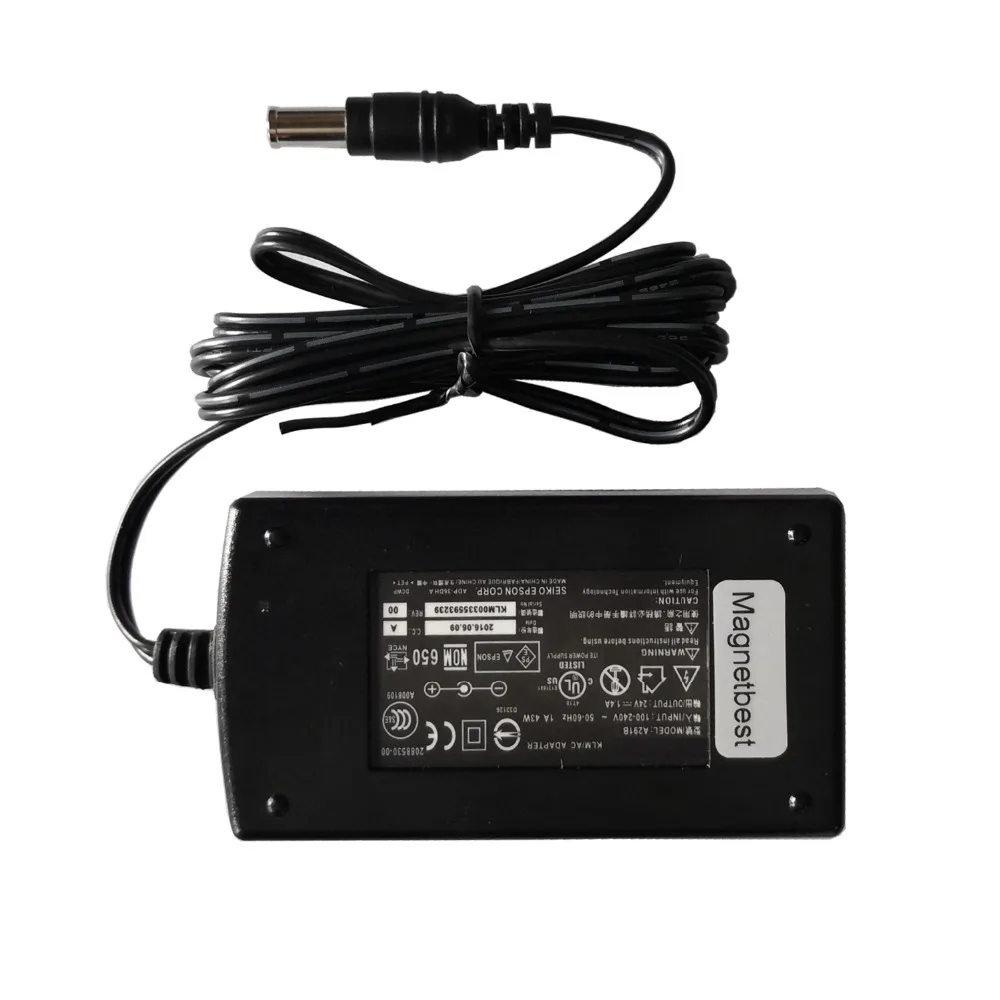 24V 1.4A AC DC адаптер Зарядное устройство для Epson сканер Питание 1.37A 2480 3490 4490 3598 WF 100 B581A
