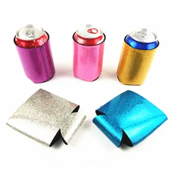 

250pcs Glitter Neoprene Can Cooler Can Sleeve Neoprene Beverage Coolers with Bottom Beer Cup Cover Case W9705
