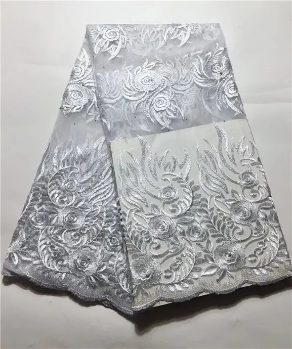 

White Lace Fabric High Quality Net Lace Embroidery Fabric Nigerian Wedding Tulle Lace Fabric African French Lace Fabric(JY-2-19