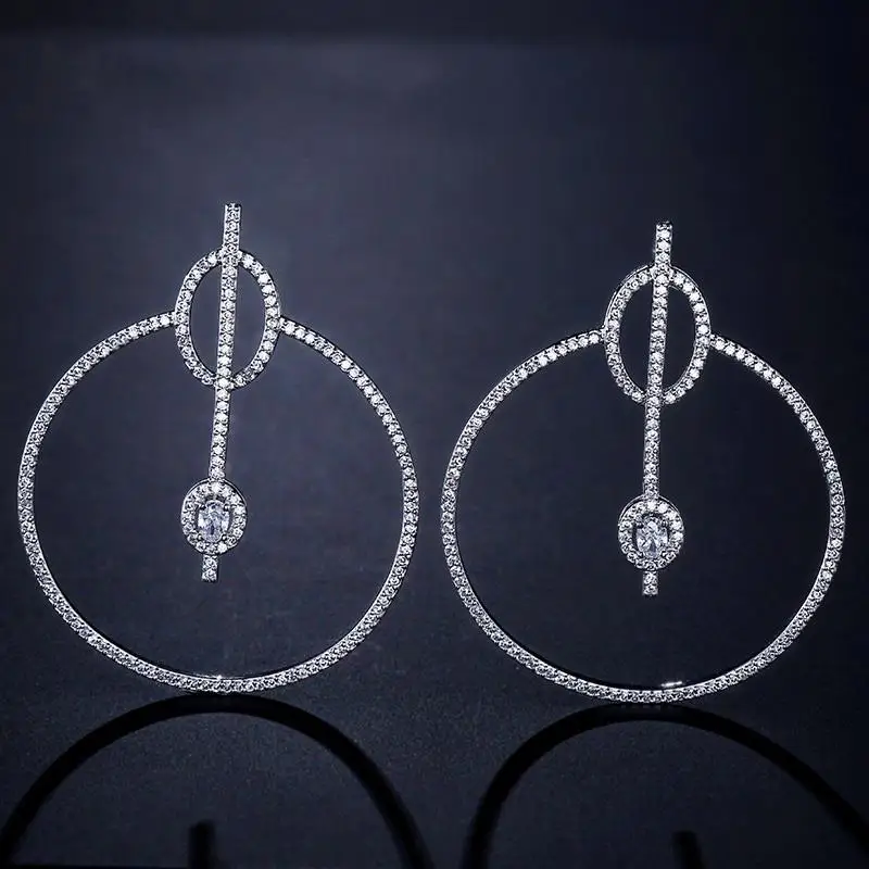 

LISM New Desige Big Circle Shape Round Cubic Zircon Inside Simple Earring Best Gift For Women Jewelry Accessories