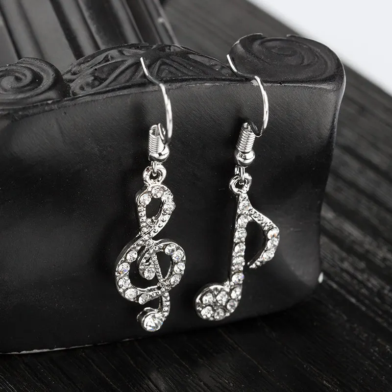Asymmetrical Crystal Drop Earrings for Student Girl Women Rhinestone Shine Music Symbol Dangle Earring Luxury Wedding Jewelry | Украшения и
