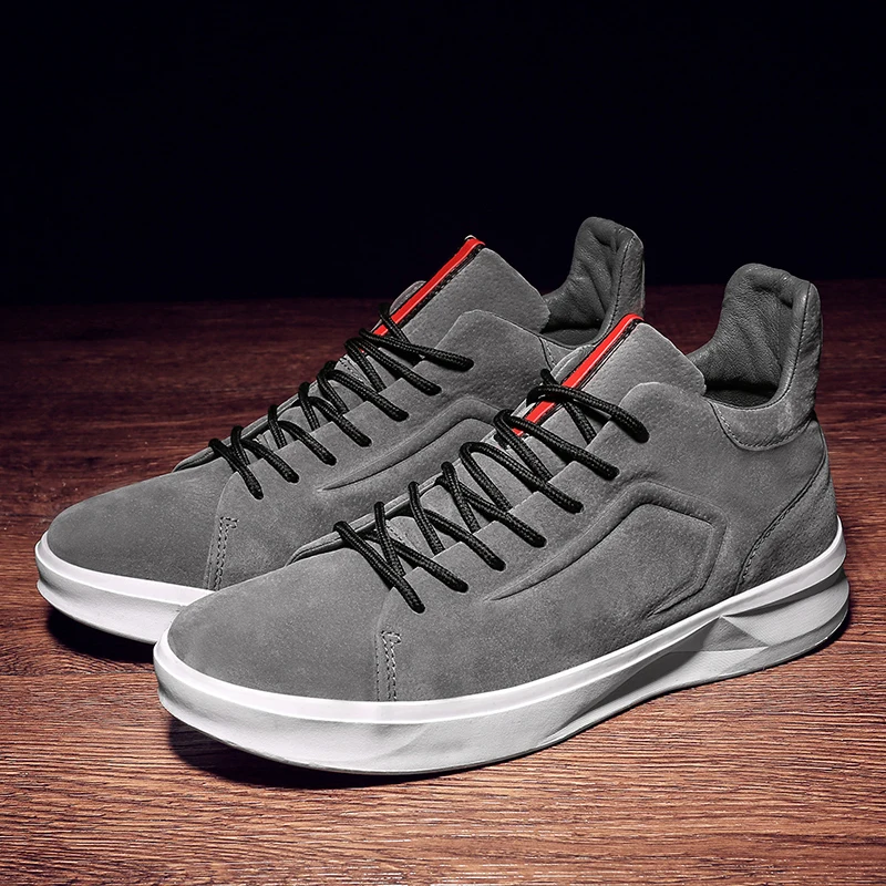 

JMaiou 2019 New High Top Trend Man Shoes Genuine Leather Casual Flats Lightweight Comfortable Breathable Walking Sneakers C4