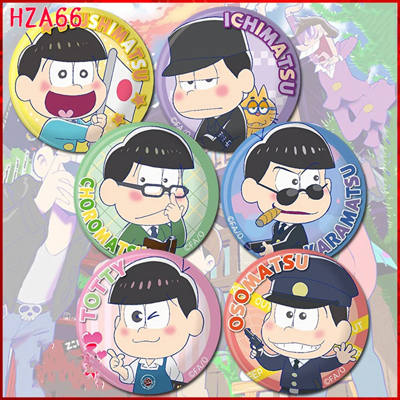 ZXFJXR 58 мм Osomatsu San Matsuno Jyushimatsu Todomatsu шесть одинаковых лиц брат значок шпильки Broochs