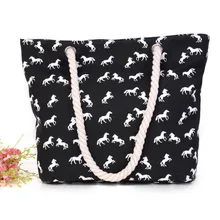 2016 Summer Newest Casual Canvas handbag for Women Sac a Main Fashion Design White Horse Ladies sigle or double Shoulder Tote