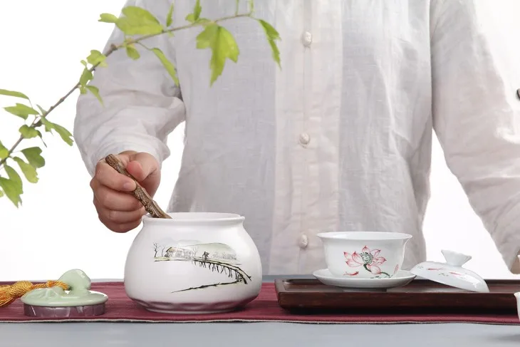 Китайская живопись Защита окружающей среды керамические чайные палочки, герметичные сахар, кофе бобы еда чай caddy хранения бутылочки и баночки