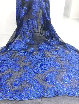 

Sequins and mesh tattoo French black tulle Nigeria lace fabric 2095 African lace suitable for dress skirt women's mesh