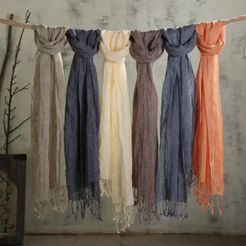 

Unisex Style spring summer autumn winter Scarf Cotton And Linen Solid Color long women's scarves shawl fashion men scarf