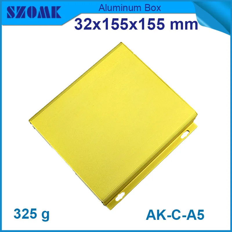 

1 piece golden aluminium case instrument housing electrical switch box 32 x155 x155 mm