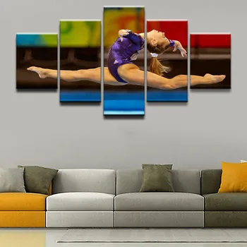 

Modern Wall Art Frame Canvas HD Prints Painting Sports Gymnastics Modular Home Decor Picture 5 Panel Artistic Woman Poster