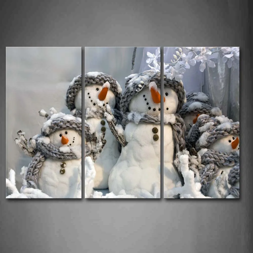 

Framed Wall Art Pictures Lovely Snowman Canvas Print Art Modern Posters With Wooden Frames For Living Room Office Decor