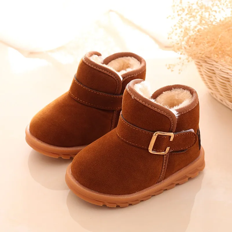 Зимние детские ботинки модные теплые ботинки для маленьких девочек и мальчиков ботильоны из флока и плюша для мальчиков детская обувь