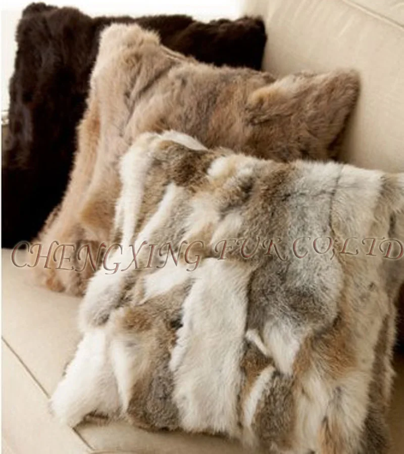 

Free Shipping CX-D-17 Soft&Warm Real Rabbit Fur Patchwork Pillow Case ~DROP SHIPPING