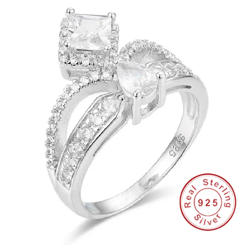 

Luxury Jewelry 100% Real 925 Sterling silver Ring for Women Romantic Crown 1CT Drop Simulated Diamond Engagement Wedding Rings