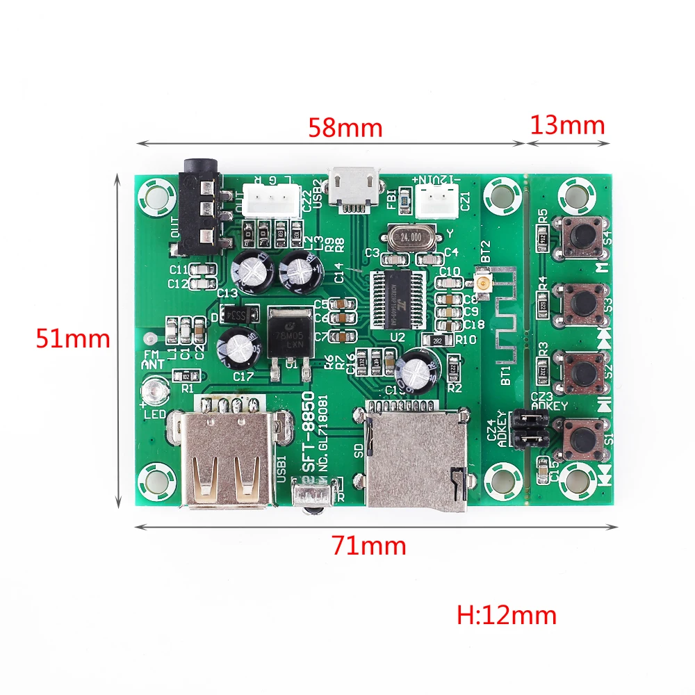 Fm-приемник беспроводной Bluetooth модуль V4.2 декодер плата модуль для MP3 APE FLAC WAV поддержка USB TF карта FM приемник