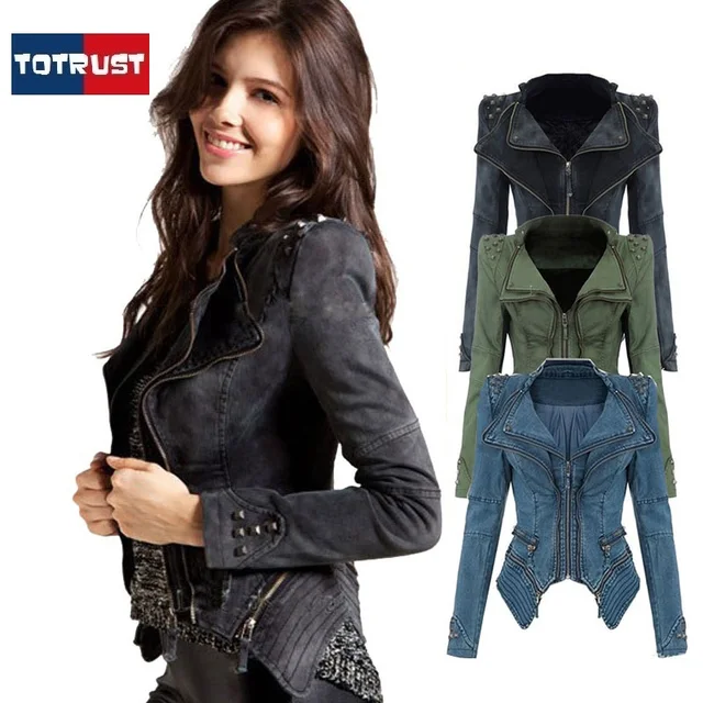 Fashion Jeans Jackets Women 2017 Spring Autumn Rivet Denim