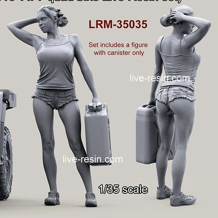 

1/35 Girl rider with fuel canister, No ATV locomotive, Resin Model Soldier GK, Unassembled and unpainted kit
