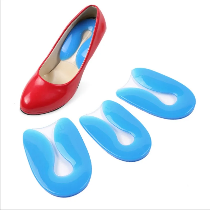 

100% Silicone Insert Taller Foot Pad U Shaped Half Size Insole Feet Care Plantar Fasciitis Pain Relief / by dhl 50pair