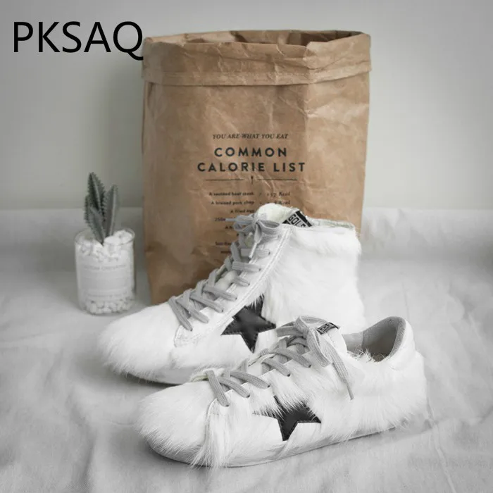 

New Autumn Winter Shoes Ins Korean Women Boots Cool Party Culb Star Dirty Shoes Rabbit Fur Warm Casual Flat Shoes Snow Boots