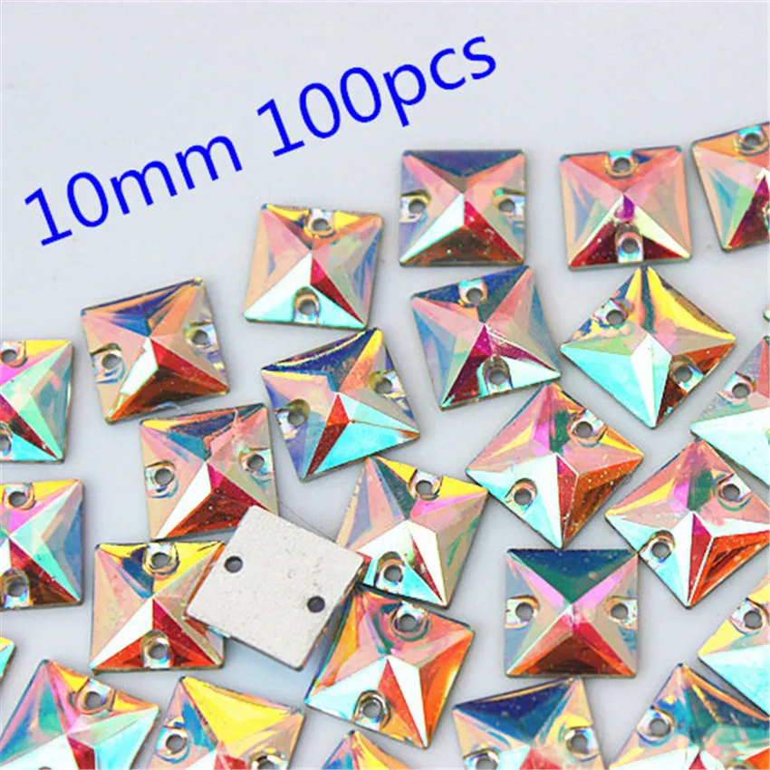 200-30pcs/bag Crystals AB Rhinestones trim Flat Back sewing 2 Hole Stones Resin Beads For DIY Wedding Dress Decoration 8Y668