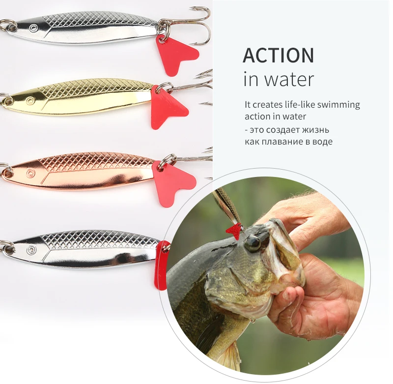 DONQL Metal Spinner Spoon Fishing Lure 6cm 10g 8g Hard Baits Sequins Noise Artificial Bait with Treble Hook Fishing tackle    (7)