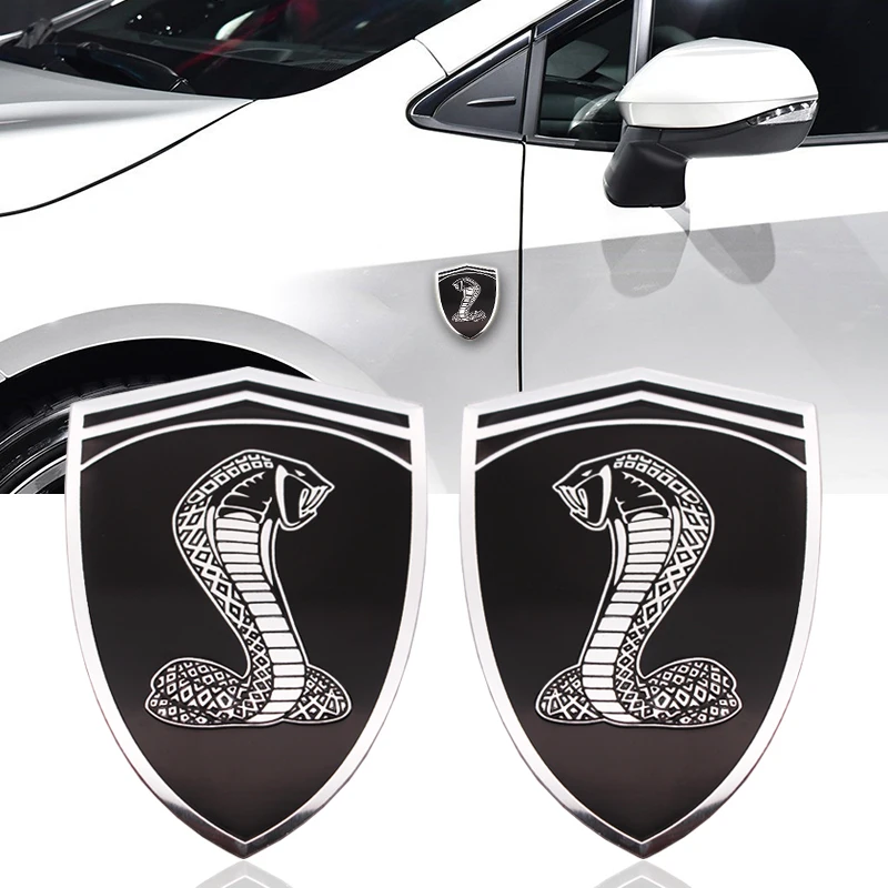

Fashion Car Styling 3D Car Sticker Cobra Snake Metal Car Emblem Badge For Ford Mustang GT500 SVT Shelby Fender Badge